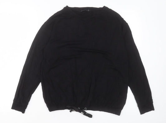 F&F Womens Black Viscose Basic T-Shirt Size 6 Crew Neck