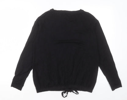 F&F Womens Black Viscose Basic T-Shirt Size 6 Crew Neck