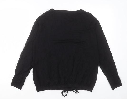 F&F Womens Black Viscose Basic T-Shirt Size 6 Crew Neck