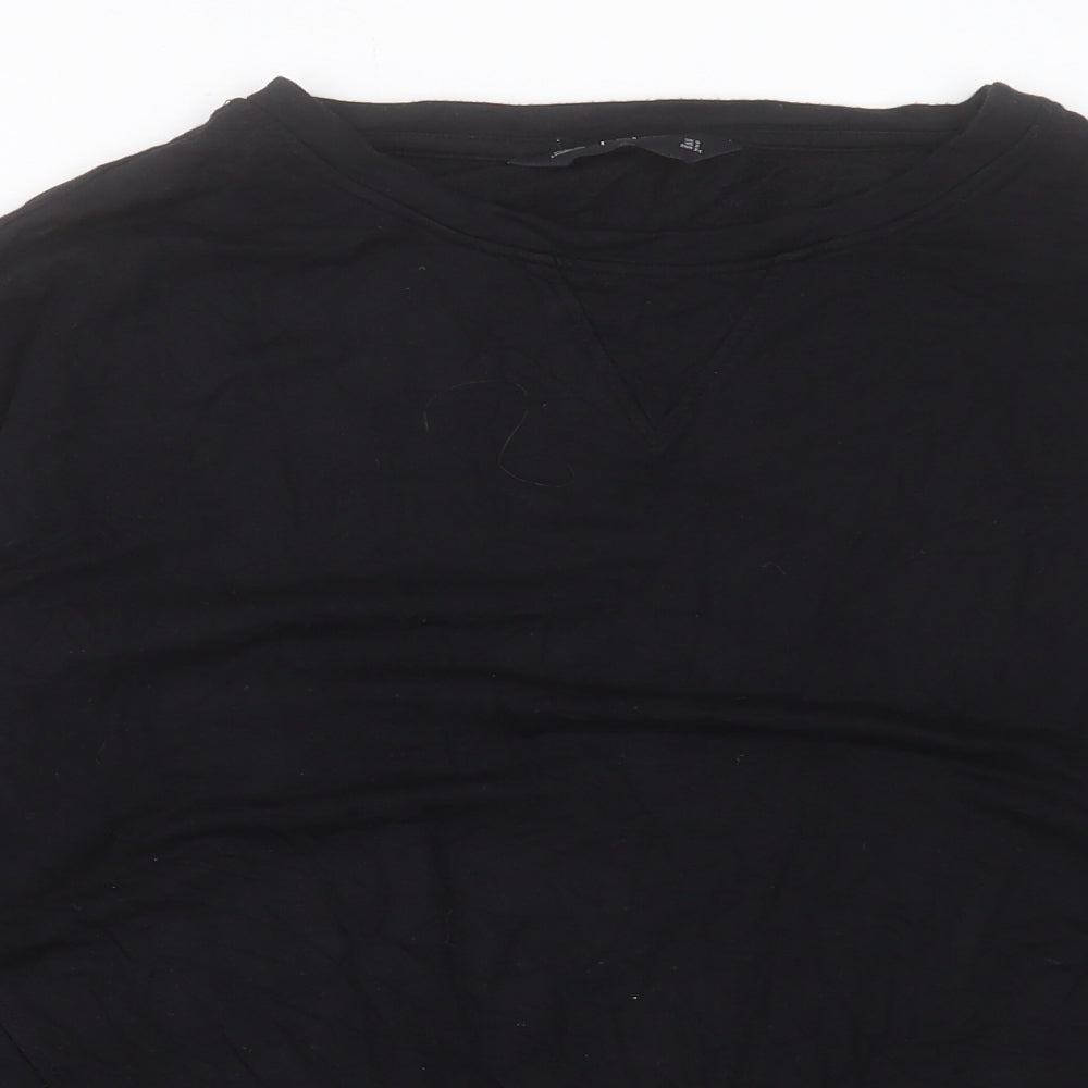 F&F Womens Black Viscose Basic T-Shirt Size 6 Crew Neck