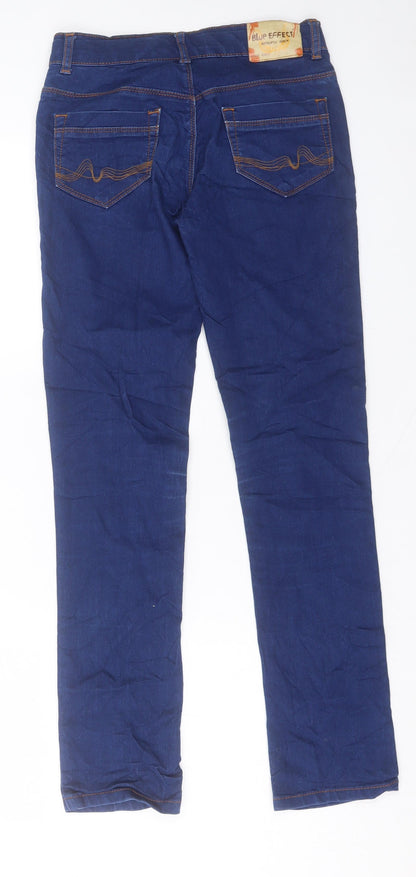 Blue Effect Girls Blue Cotton Straight Jeans Size 13 Years Regular Button