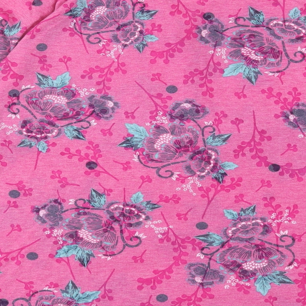 Bonmarché Womens Pink Paisley Polyester Basic T-Shirt Size 14 V-Neck - Pocket Detail