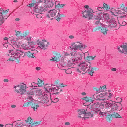 Bonmarché Womens Pink Paisley Polyester Basic T-Shirt Size 14 V-Neck - Pocket Detail