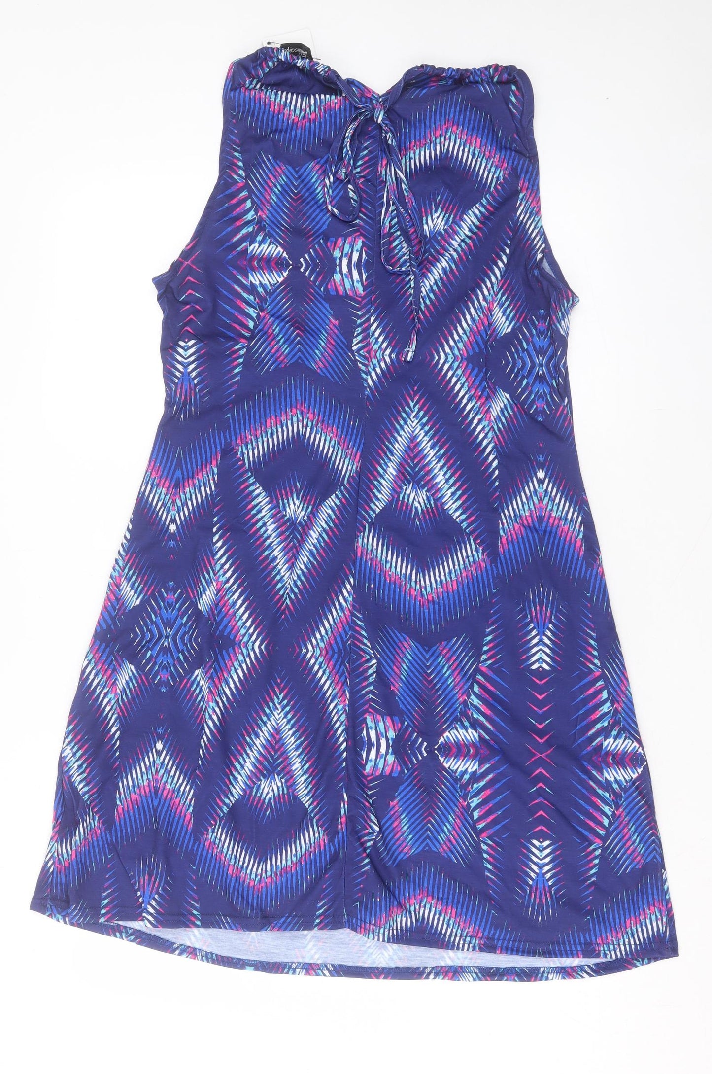 Kaliedoscope Womens Purple Geometric Polyester A-Line Size 14 Halter Tie