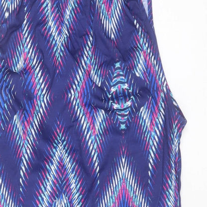 Kaliedoscope Womens Purple Geometric Polyester A-Line Size 14 Halter Tie