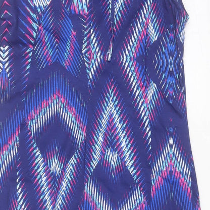 Kaliedoscope Womens Purple Geometric Polyester A-Line Size 14 Halter Tie