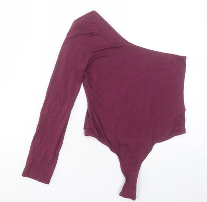 Missguided Womens Purple Viscose Bodysuit One-Piece Size 12 Snap
