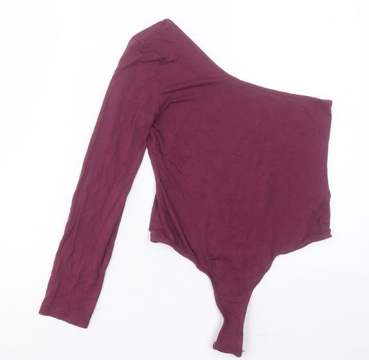 Missguided Womens Purple Viscose Bodysuit One-Piece Size 12 Snap