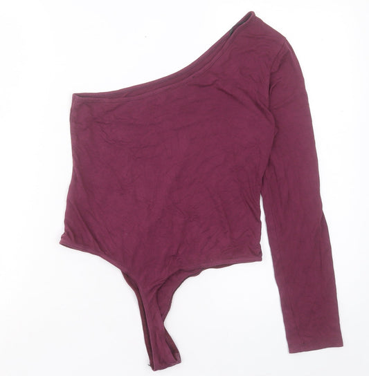 Missguided Womens Purple Viscose Bodysuit One-Piece Size 12 Snap