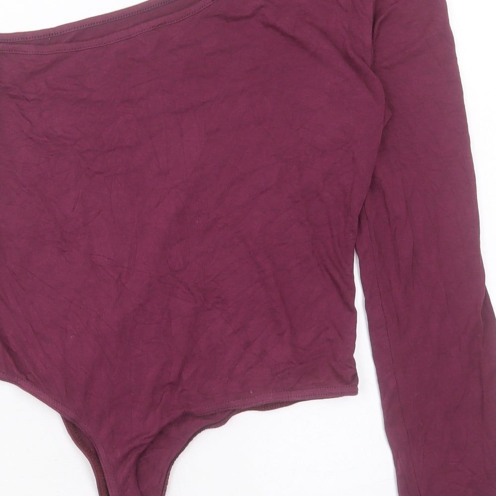 Missguided Womens Purple Viscose Bodysuit One-Piece Size 12 Snap