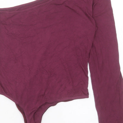 Missguided Womens Purple Viscose Bodysuit One-Piece Size 12 Snap