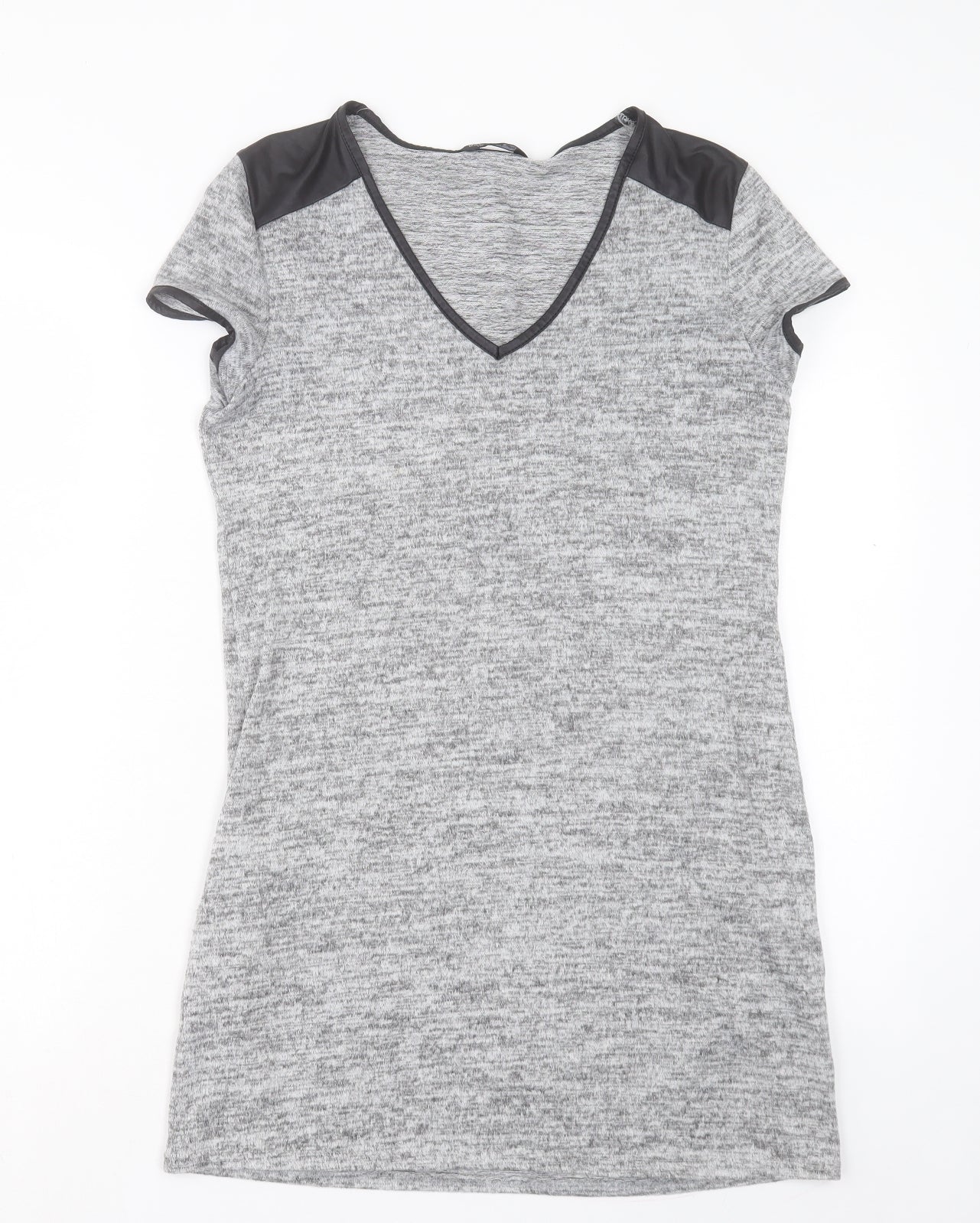 Miss Selfridge Womens Grey Polyester Sheath Size 10 V-Neck Pullover