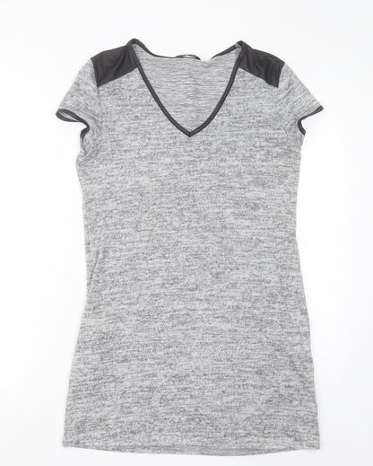 Miss Selfridge Womens Grey Polyester Sheath Size 10 V-Neck Pullover