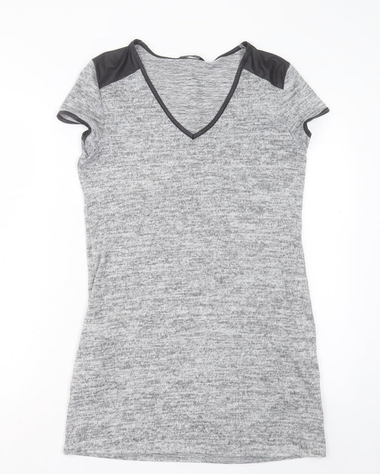 Miss Selfridge Womens Grey Polyester Sheath Size 10 V-Neck Pullover