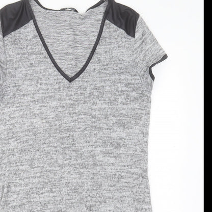 Miss Selfridge Womens Grey Polyester Sheath Size 10 V-Neck Pullover