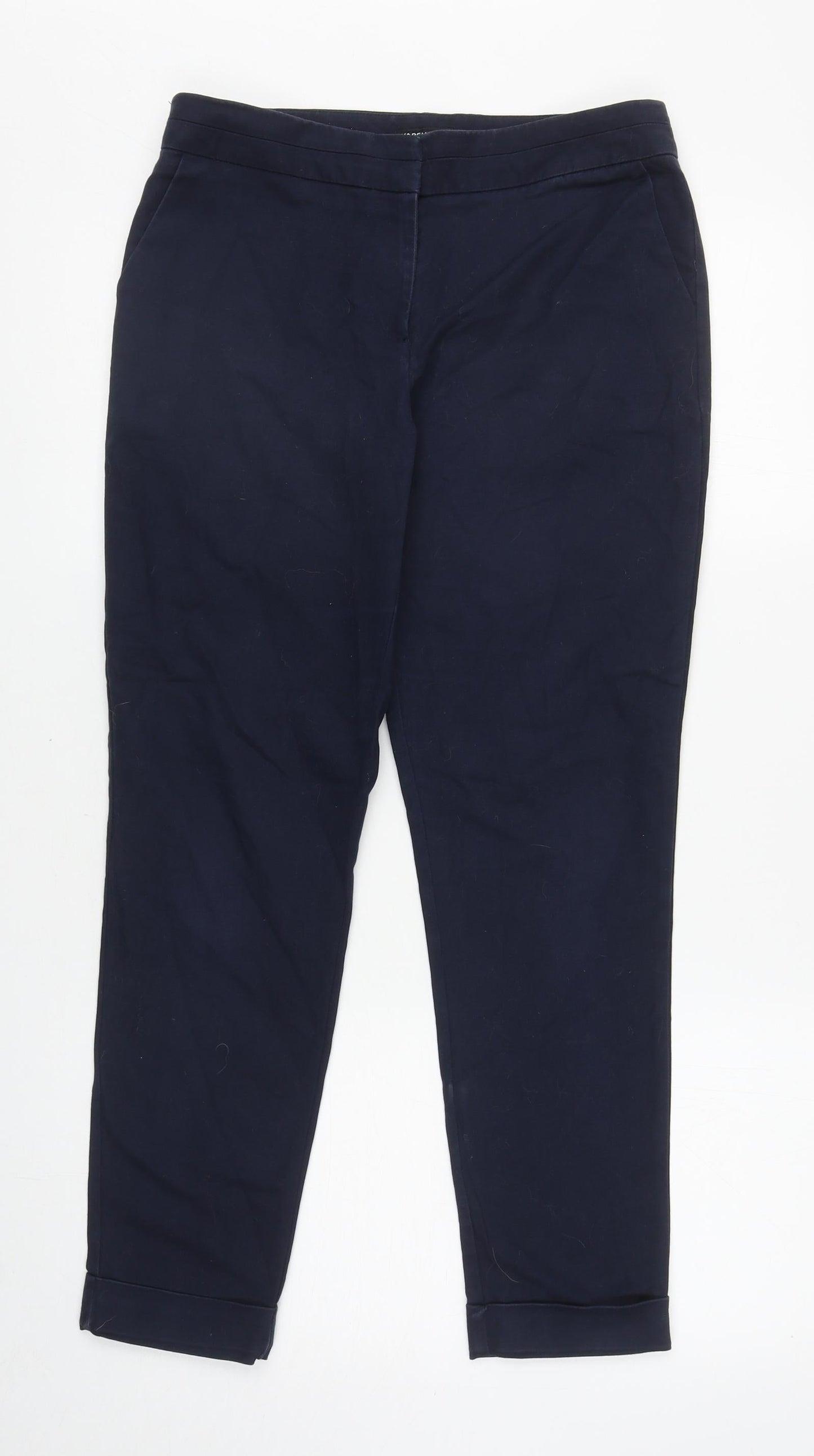 Womens UK Size 10 Warehouse Regular Fit Capri Blue Trousers