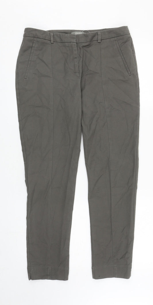 Womens UK Size 12 Oasis Regular Fit Capri Grey Trousers