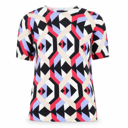 Marks and Spencer Womens Multicoloured Round Neck Geometric Viscose Pullover Jumper Size 10