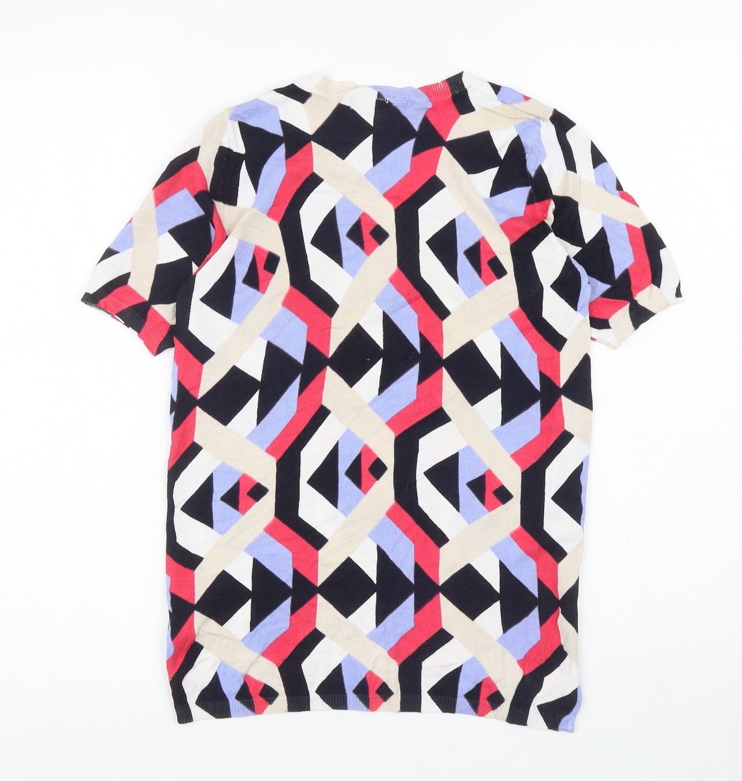 Marks and Spencer Womens Multicoloured Round Neck Geometric Viscose Pullover Jumper Size 10