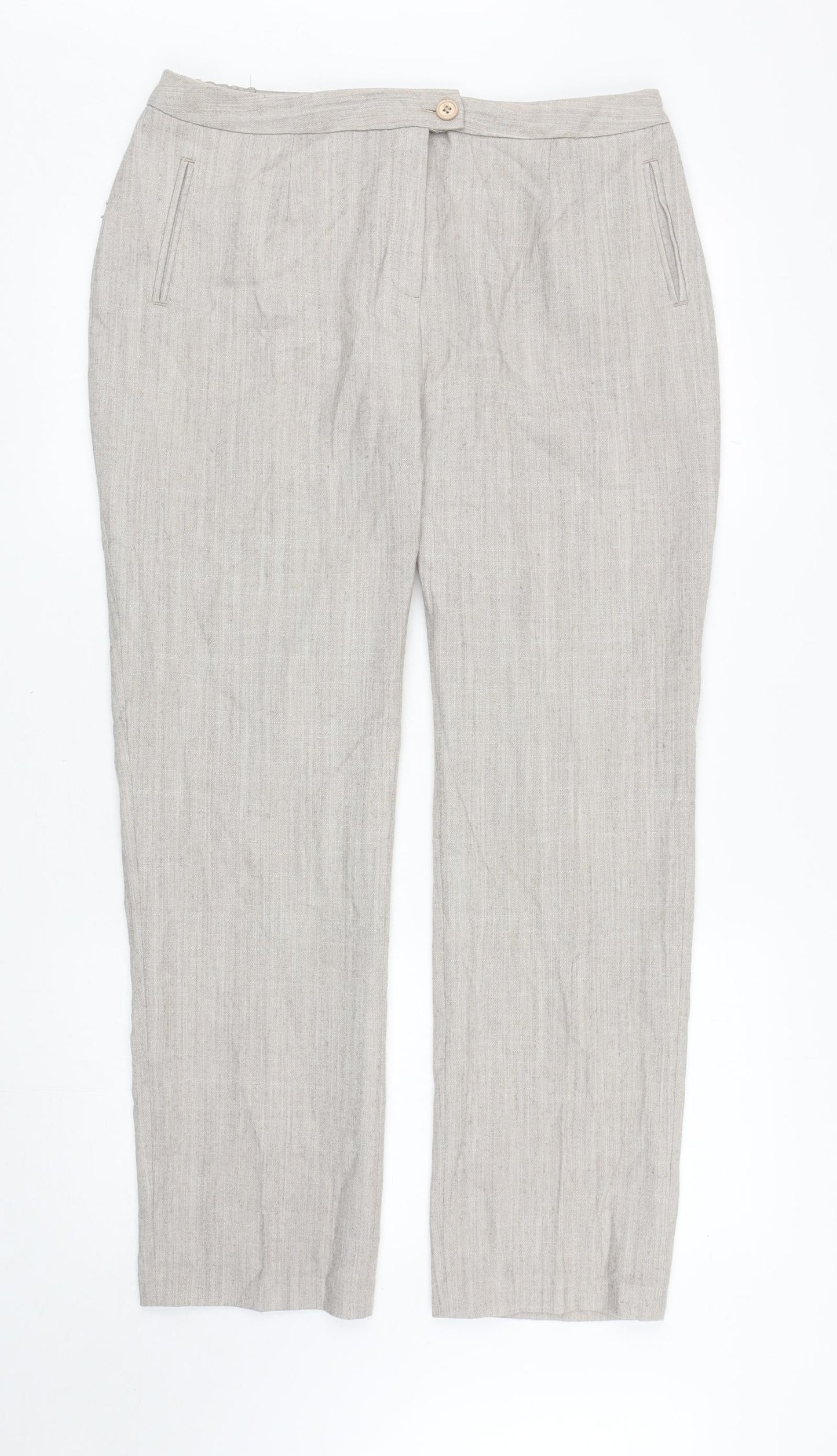 Womens UK Size 18 Damart Regular Fit Carrot Beige Trousers
