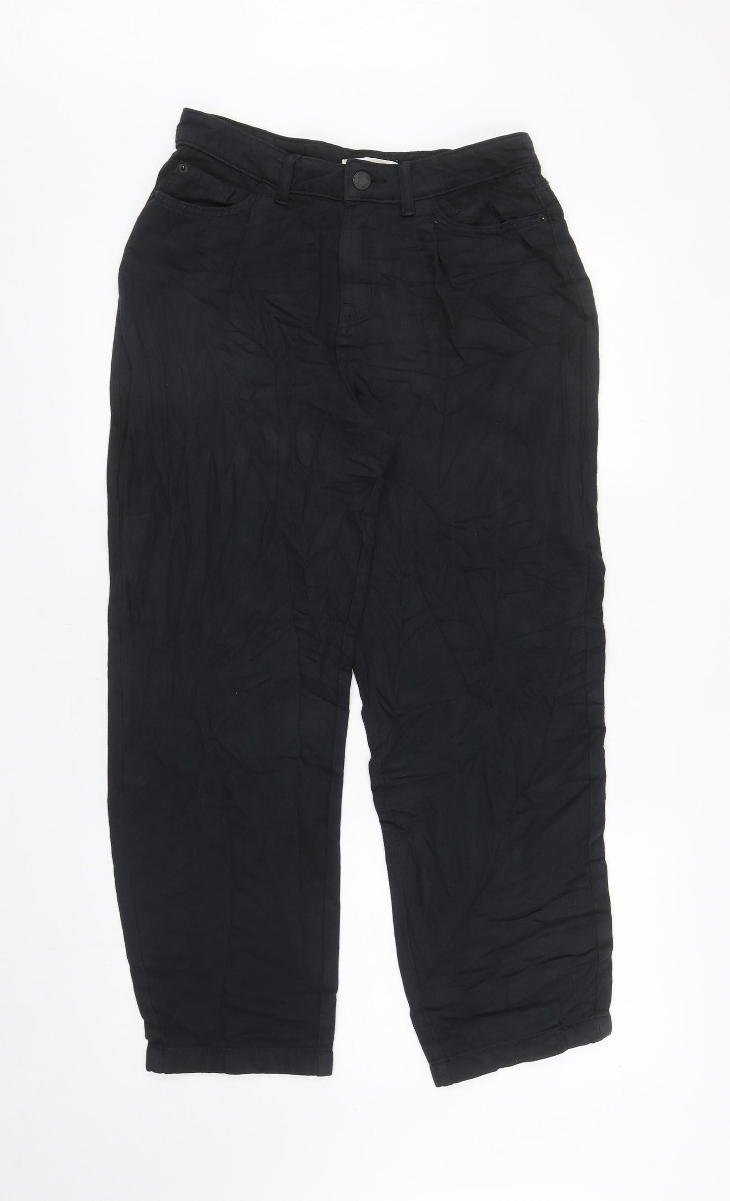 Per Una Womens Black Cotton Mom Jeans Size 10 L26.5 in Regular Zip