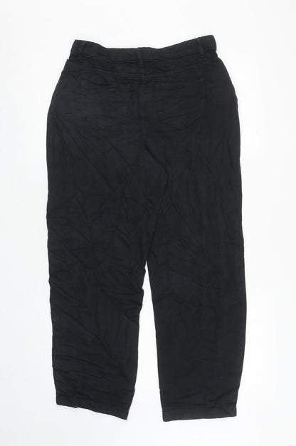 Per Una Womens Black Cotton Mom Jeans Size 10 L26.5 in Regular Zip