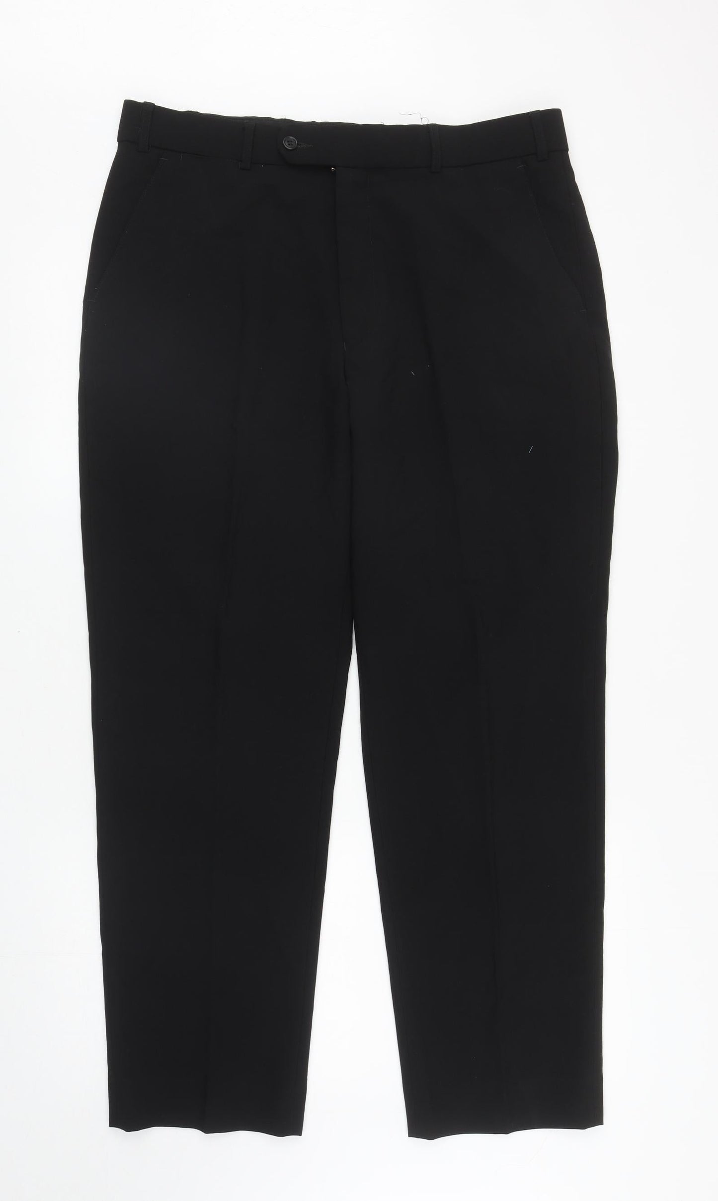 Johnathon Adams Mens Black Wool Dress Pants Trousers Size 36 in L29 in Regular Zip