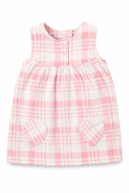 George Baby Pink Plaid Polyester A-Line Size 6-9 Months Round Neck Button
