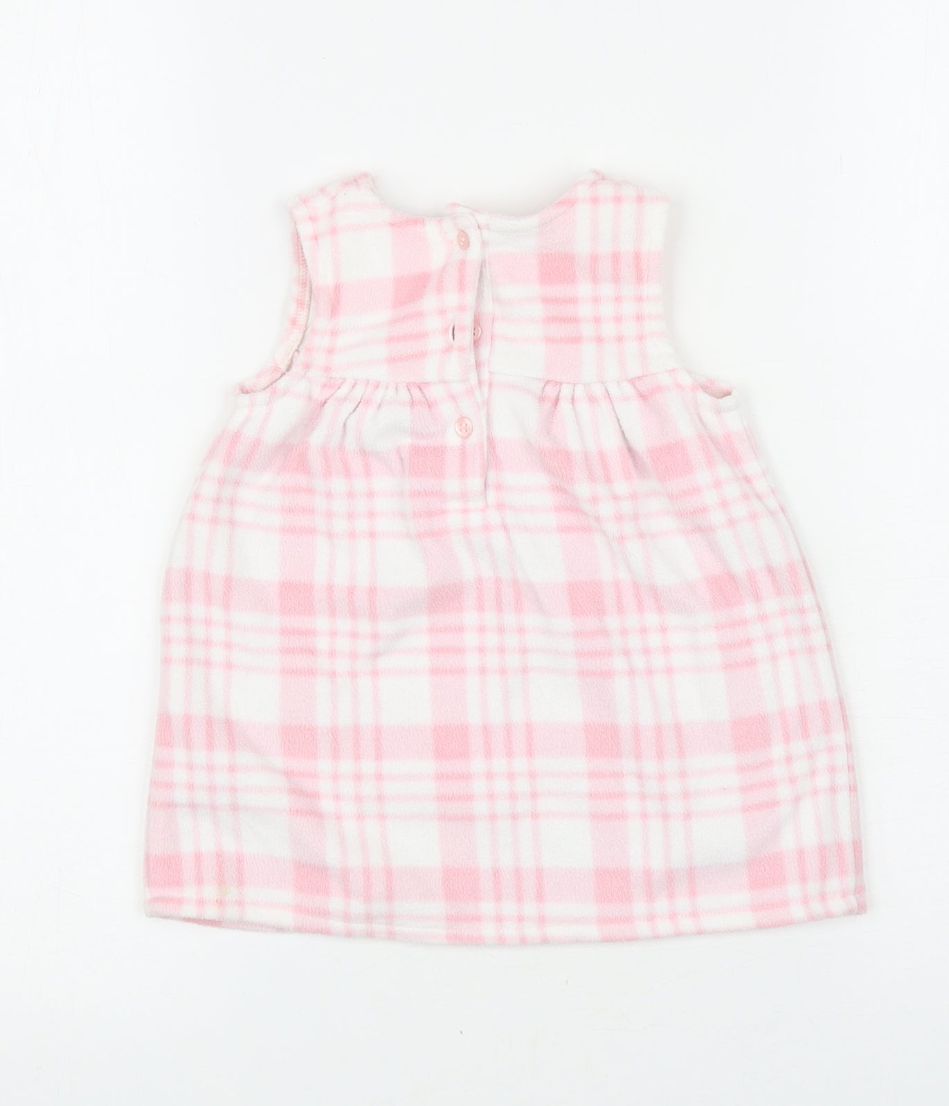 George Baby Pink Plaid Polyester A-Line Size 6-9 Months Round Neck Button