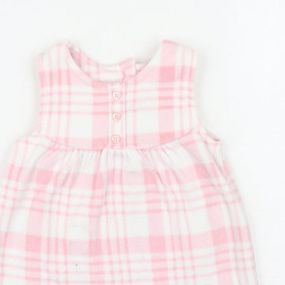 George Baby Pink Plaid Polyester A-Line Size 6-9 Months Round Neck Button