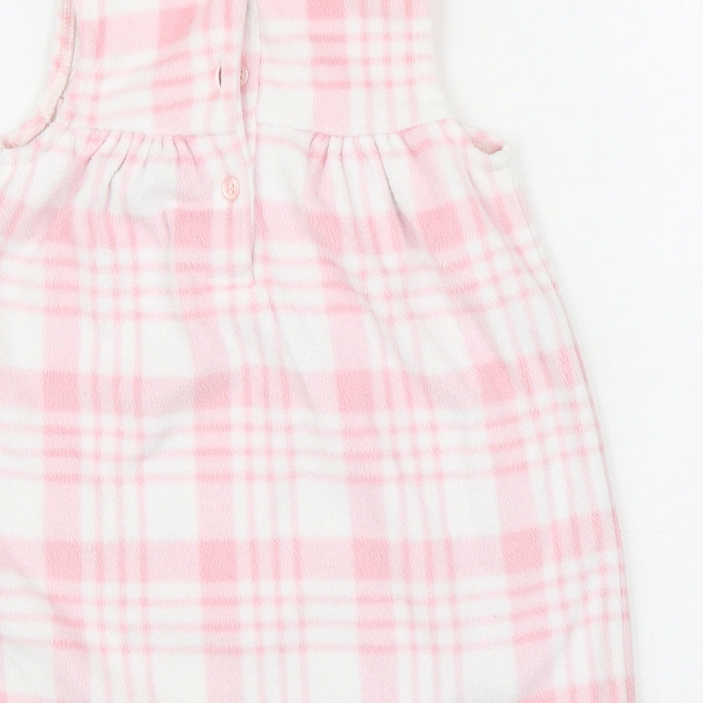 George Baby Pink Plaid Polyester A-Line Size 6-9 Months Round Neck Button