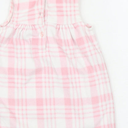 George Baby Pink Plaid Polyester A-Line Size 6-9 Months Round Neck Button