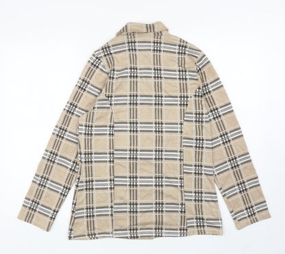 Quiz Womens Beige Plaid Jacket Blazer Size 12