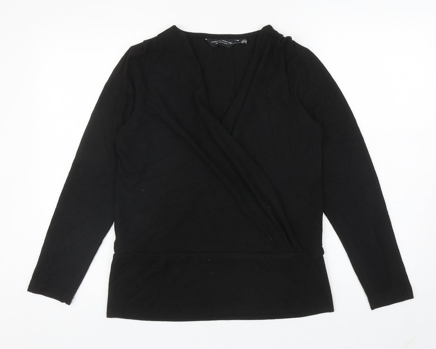 Womens UK Size 10 Dorothy Perkins Black Wrap Jumper