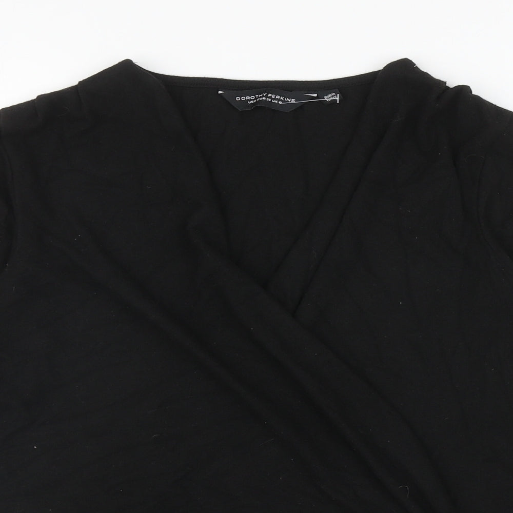 Womens UK Size 10 Dorothy Perkins Black Wrap Jumper