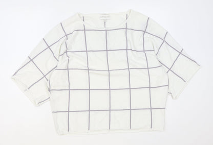 Womens UK Size 14 Apricot White Pullover Jumper