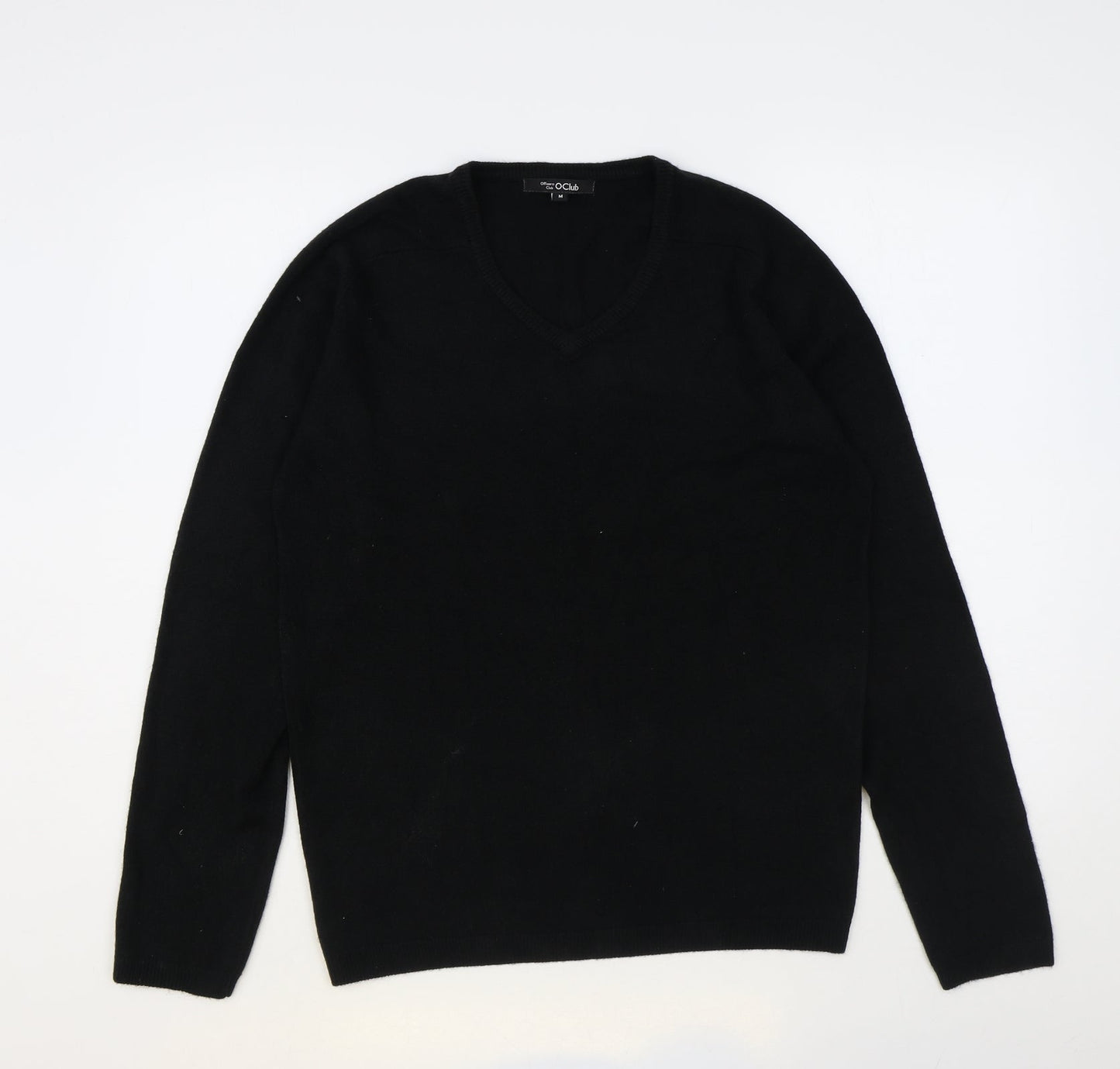 O Club Womens Black V-Neck Acrylic Pullover Jumper Size M