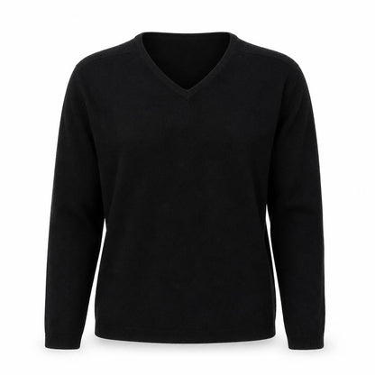 O Club Womens Black V-Neck Acrylic Pullover Jumper Size M