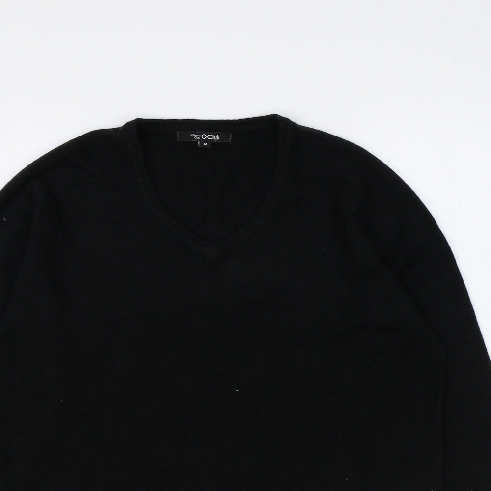 O Club Womens Black V-Neck Acrylic Pullover Jumper Size M