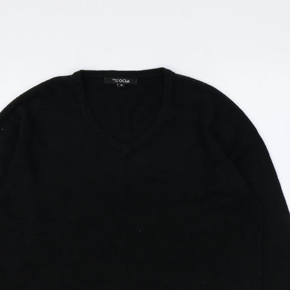 O Club Womens Black V-Neck Acrylic Pullover Jumper Size M