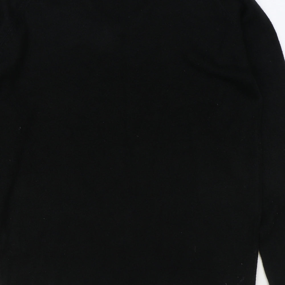 O Club Womens Black V-Neck Acrylic Pullover Jumper Size M