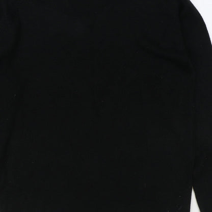 O Club Womens Black V-Neck Acrylic Pullover Jumper Size M