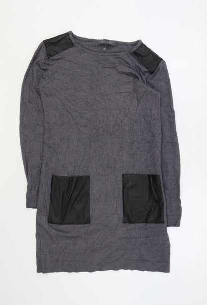 Primark Womens Grey Round Neck Viscose Pullover Jumper Size S