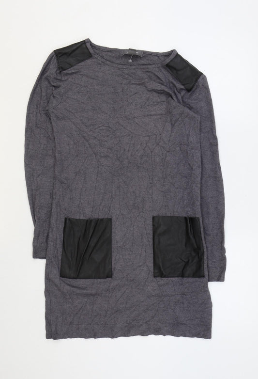 Primark Womens Grey Round Neck Viscose Pullover Jumper Size S