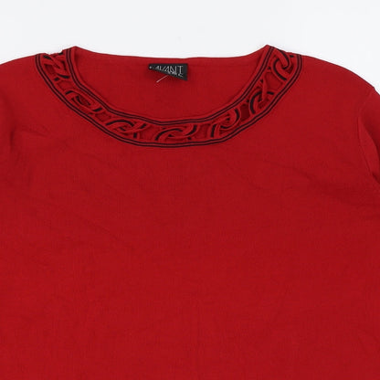Avant Garde Womens Red Round Neck Viscose Pullover Jumper Size M