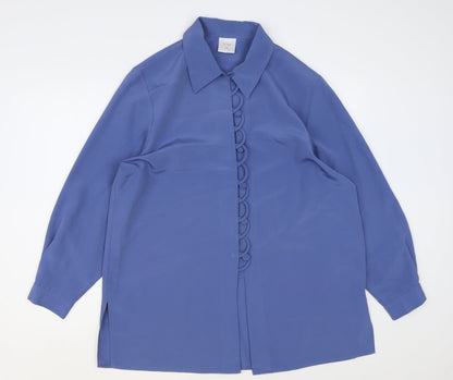 Womens UK Size 16 Preworn Blue Basic Button-Up