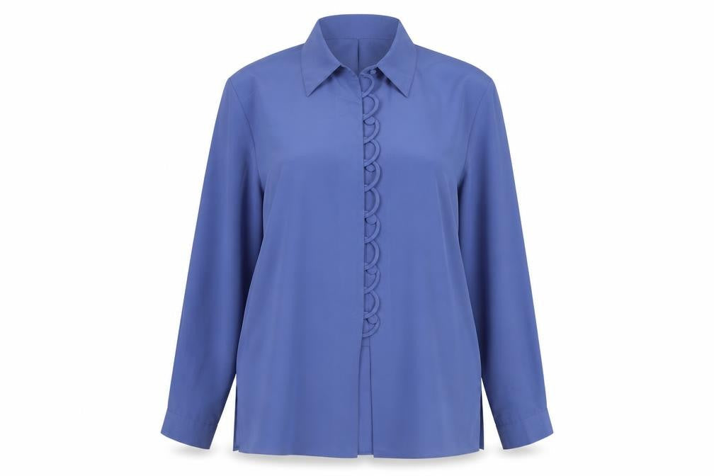 Womens UK Size 16 Preworn Blue Basic Button-Up