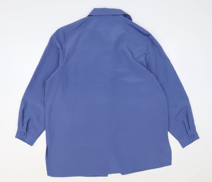 Womens UK Size 16 Preworn Blue Basic Button-Up