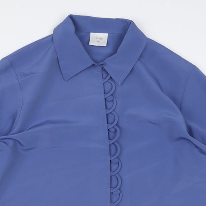 Womens UK Size 16 Preworn Blue Basic Button-Up
