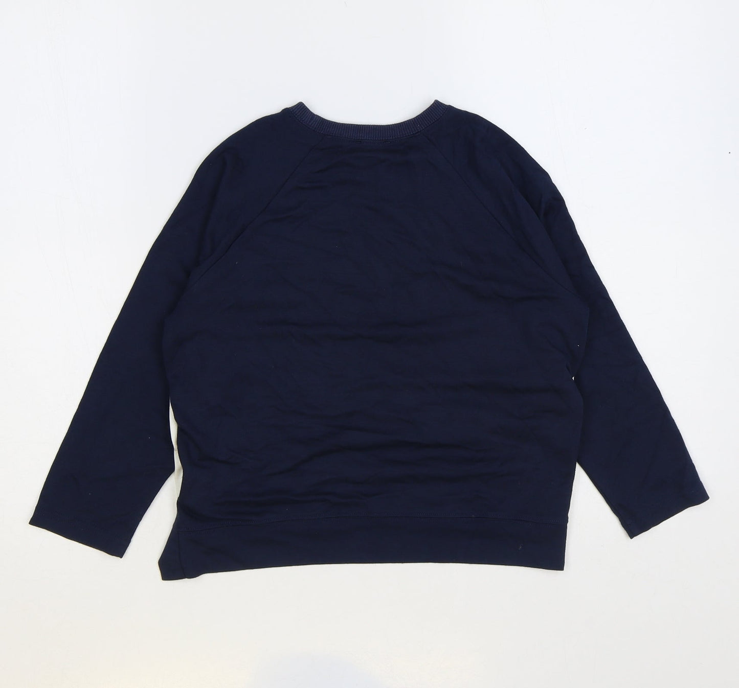 United Colours of Benetton Girls Blue Polyester Pullover Sweatshirt Size 6-7 Years Snap